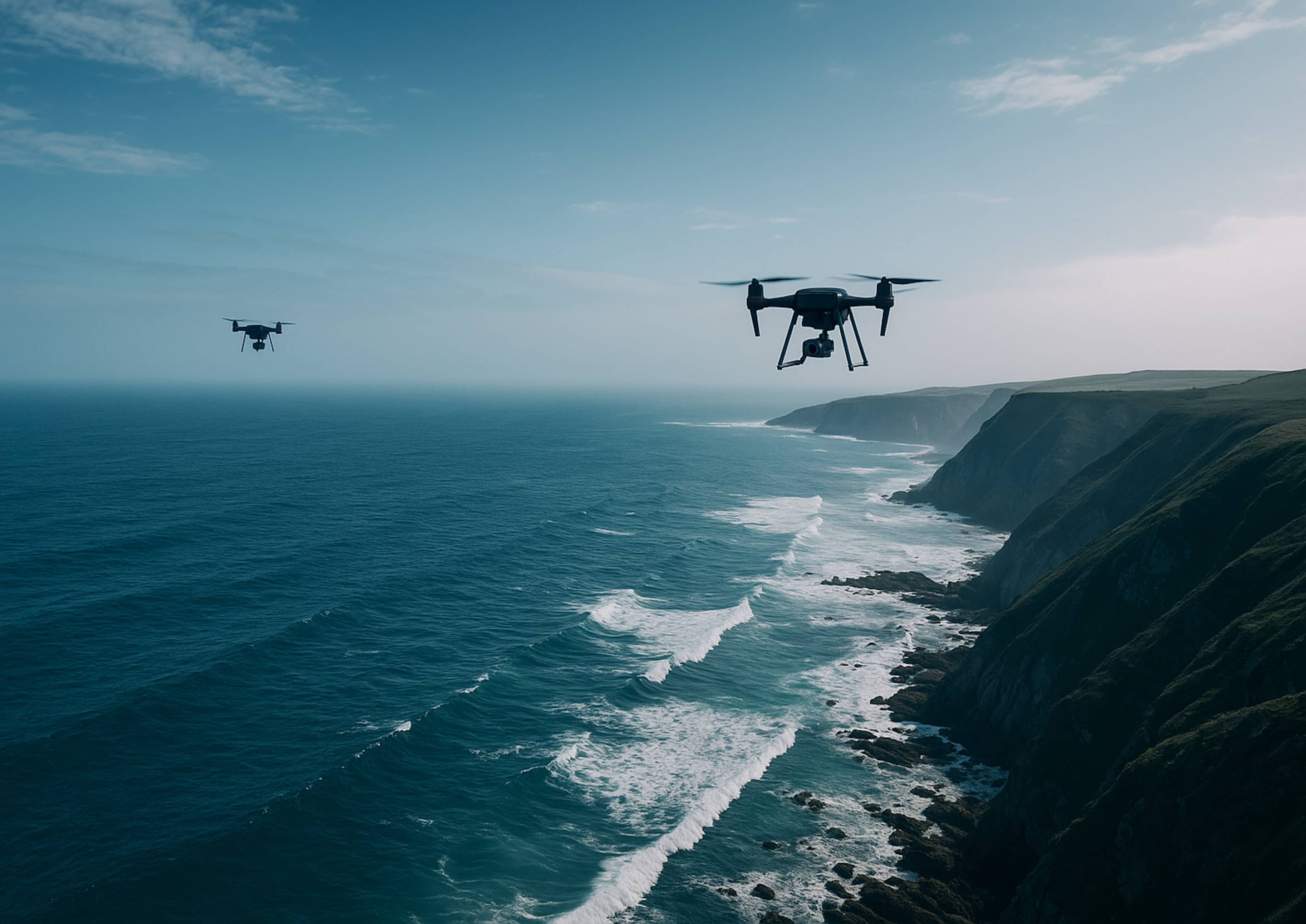 drones above the UK coastline